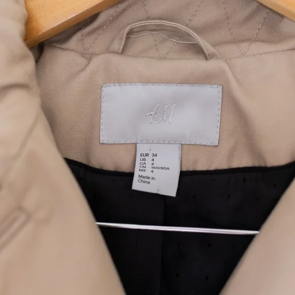 H&M Tailored Fit Trench Coat Size 4 - Picture 2 of 11